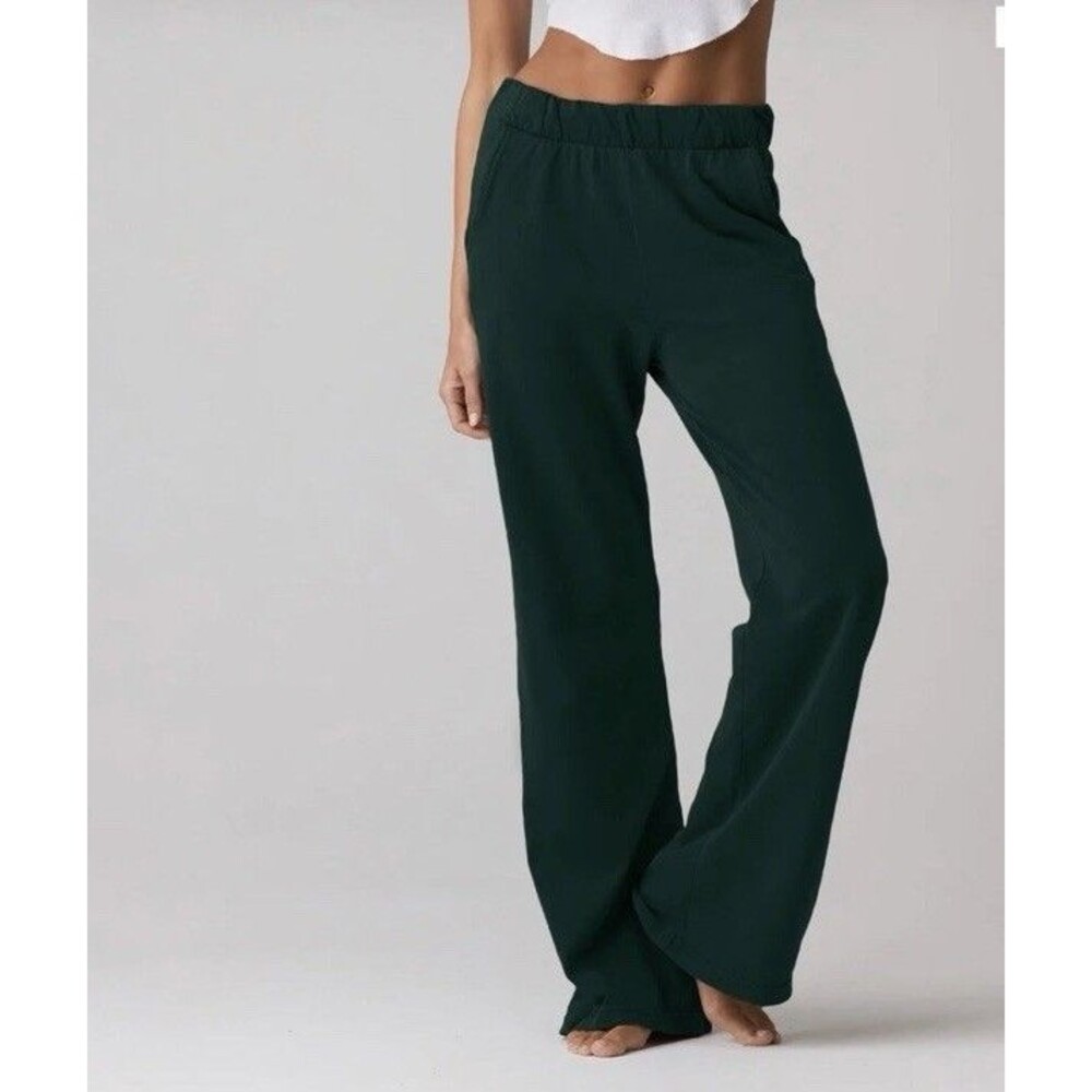 Talentless Womens Green French Terry Elastic Waistband Flare Lounge Pants XS